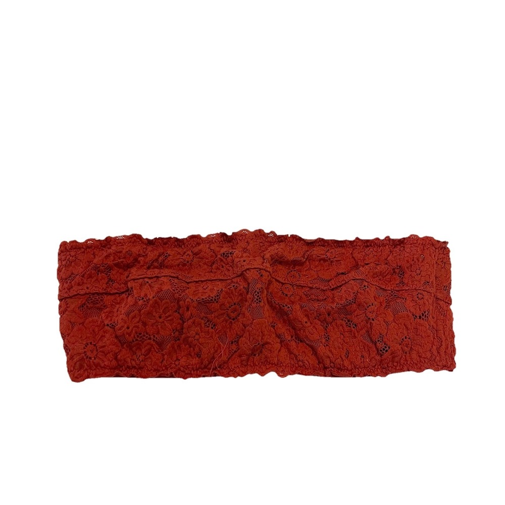 Aerie Red-Orange Underwired Strapless Lace Bra Bralette Bandeau Festival Boho 34